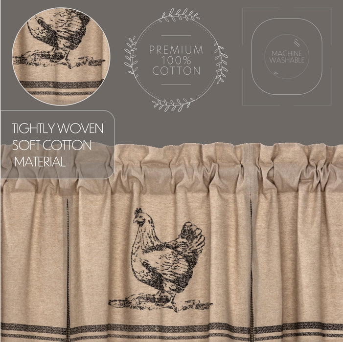 Sawyer Mill Charcoal Chicken Valance Pleated 20x60