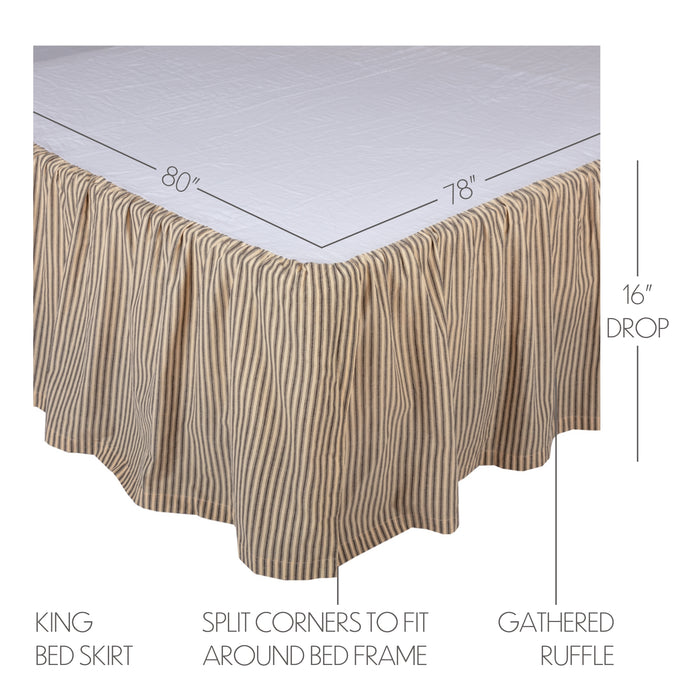 Sawyer Mill Charcoal Ticking Stripe King Bed Skirt 78x80x16