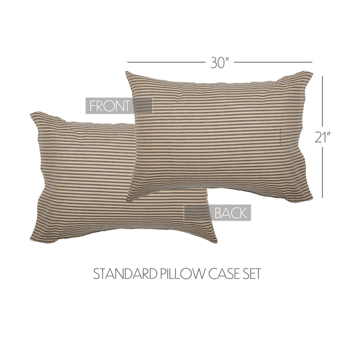 Sawyer Mill Charcoal Ticking Stripe Standard Pillow Case Set of 2 21x30