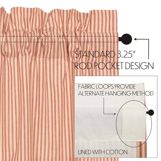 Sawyer Mill Red Ticking Stripe Valance 16x72