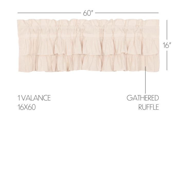 Simple Life Flax Natural Ruffled Valance 16x60