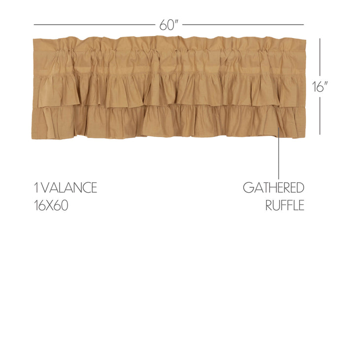 Simple Life Flax Khaki Ruffled Valance 16x60