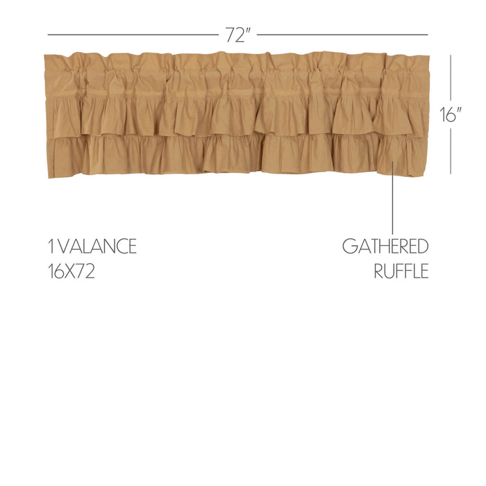 Simple Life Flax Khaki Ruffled Valance 16x72