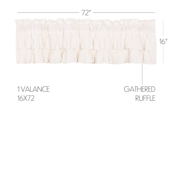 Simple Life Flax Antique White Ruffled Valance 16x72