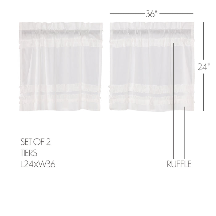 White Ruffled Sheer Petticoat Tier Set of 2 L24xW36