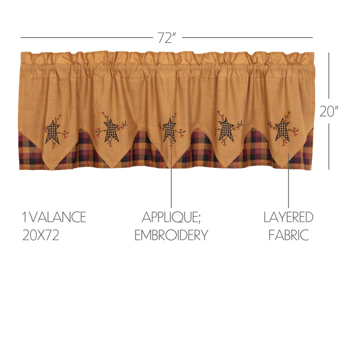 Heritage Farms Primitive Star and Pip Valance Layered 20x72