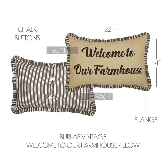 Ashmont Burlap Vintage Welcome to Our Farmhouse Pillow 14x22