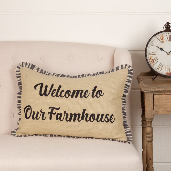 Ashmont Burlap Vintage Welcome to Our Farmhouse Pillow 14x22