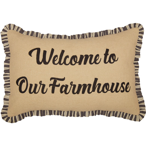 Ashmont Burlap Vintage Welcome to Our Farmhouse Pillow 14x22