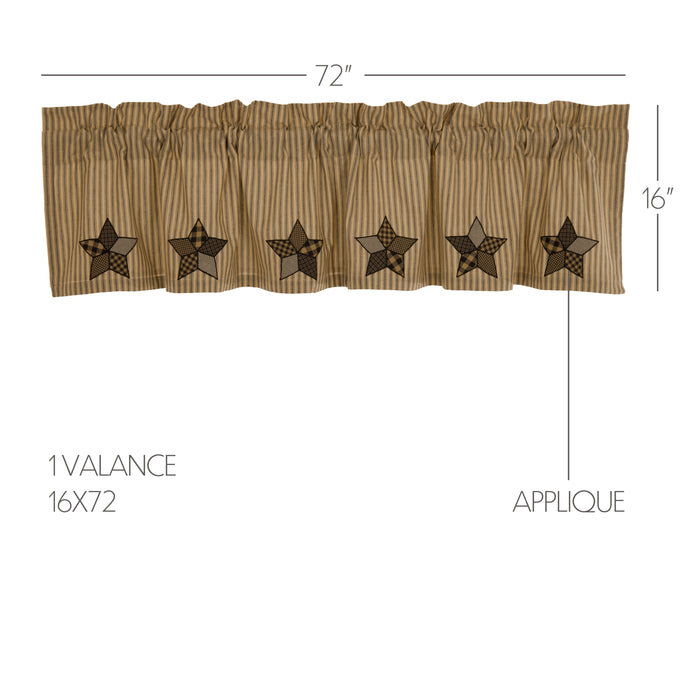 Farmhouse Star Applique Valance 16x72