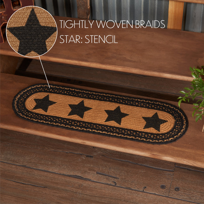 Farmhouse Jute Stair Tread Stencil Stars Oval Latex 8.5x27