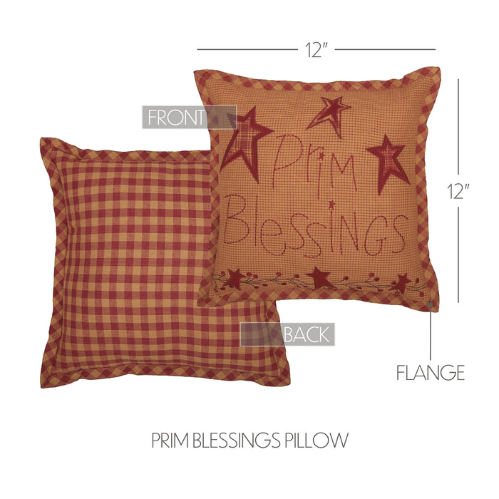 Ninepatch Star Prim Blessings Pillow 12x12