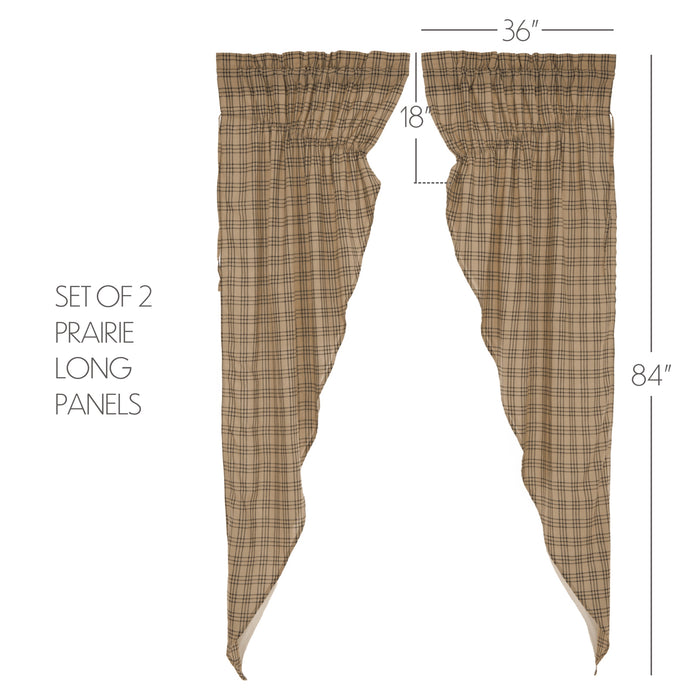 Sawyer Mill Charcoal Plaid Prairie Long Panel Curtain Set of 2 84x36x18