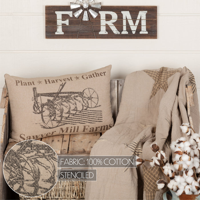 Sawyer Mill Charcoal Plow Pillow 14x22