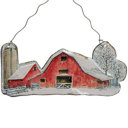 Winter Farm Scene Ornament