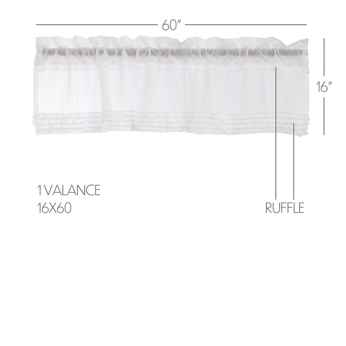 White Ruffled Sheer Valance 16x60