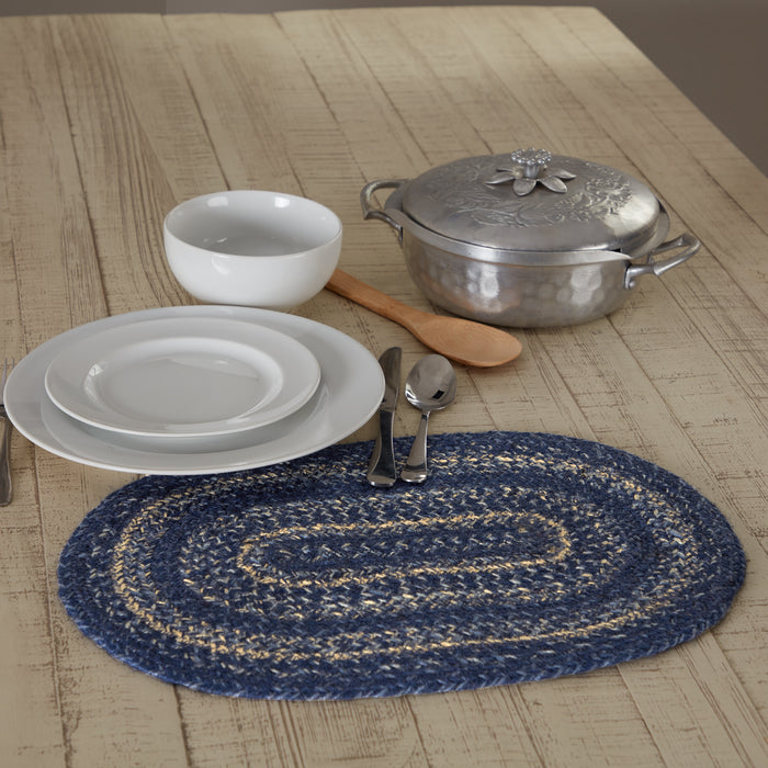 Great Falls Blue Jute Oval Placemat 12x18