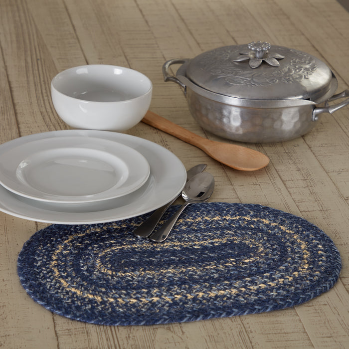 Great Falls Blue Jute Oval Placemat 10x15