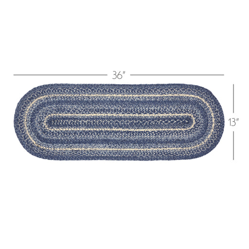 Great Falls Blue Jute Oval Runner 13x36