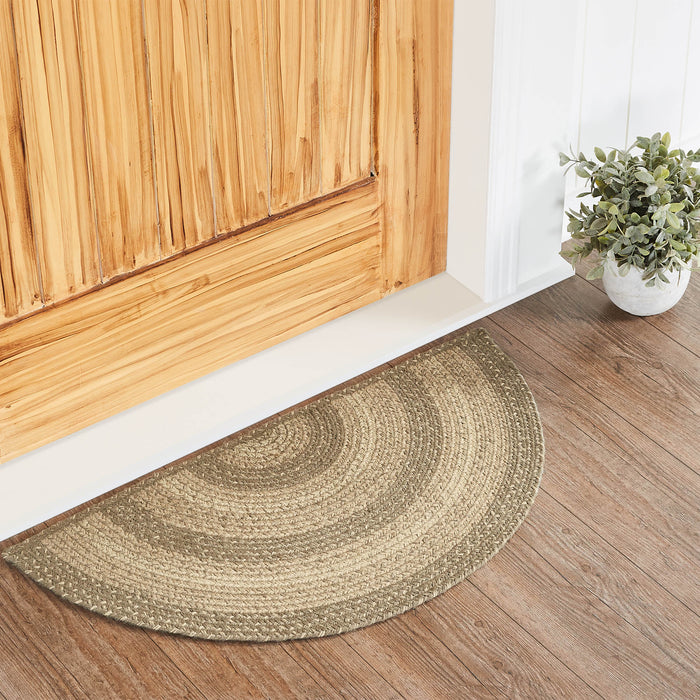 Cobblestone Jute Rug Half Circle w/ Pad 16.5x33