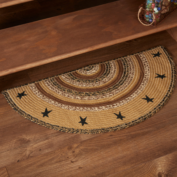 Kettle Grove Jute Rug Half Circle Stencil Stars w/ Pad 16.5x33