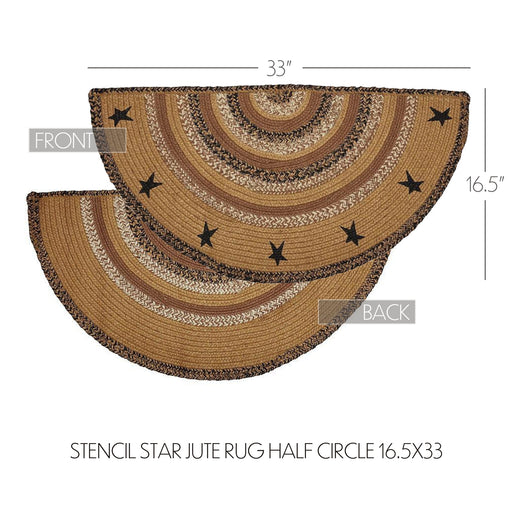 Kettle Grove Jute Rug Half Circle Stencil Stars w/ Pad 16.5x33