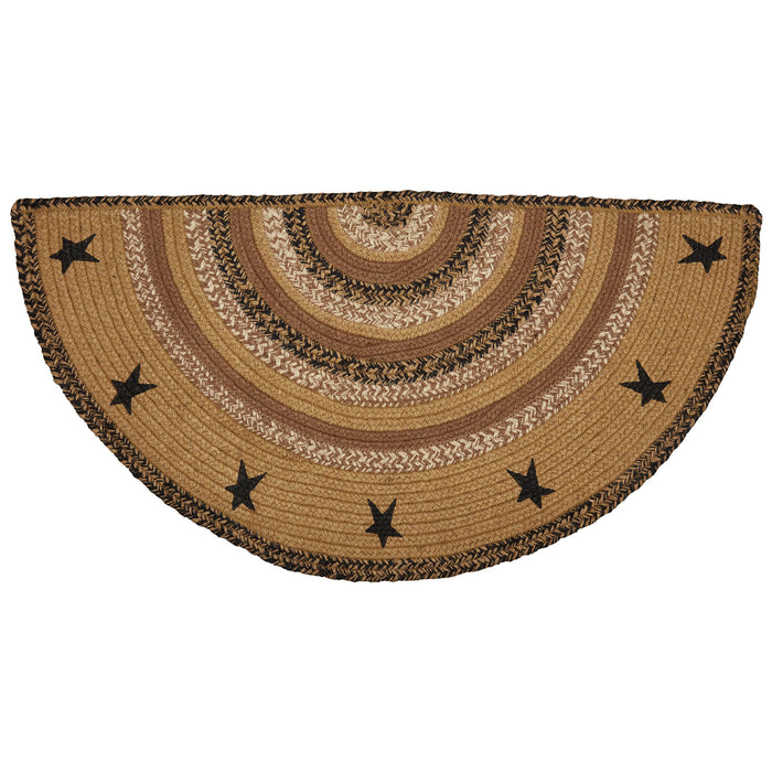 Kettle Grove Jute Rug Half Circle Stencil Stars w/ Pad 16.5x33