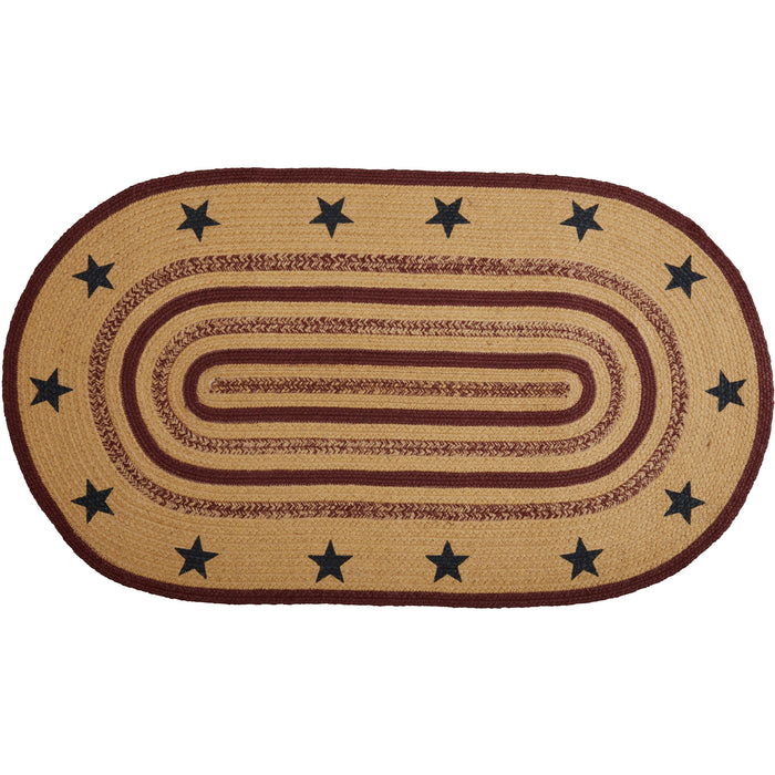 Potomac Jute Rug Oval Stencil Stars w/ Pad 27x48