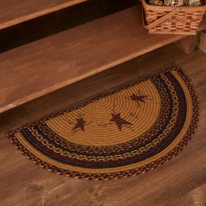 Heritage Farms Star and Pip Jute Rug Half Circle w/ Pad 16.5x33