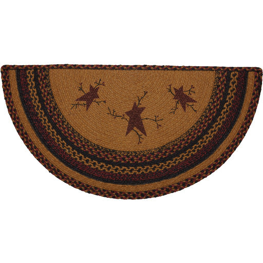 Heritage Farms Star and Pip Jute Rug Half Circle w/ Pad 16.5x33