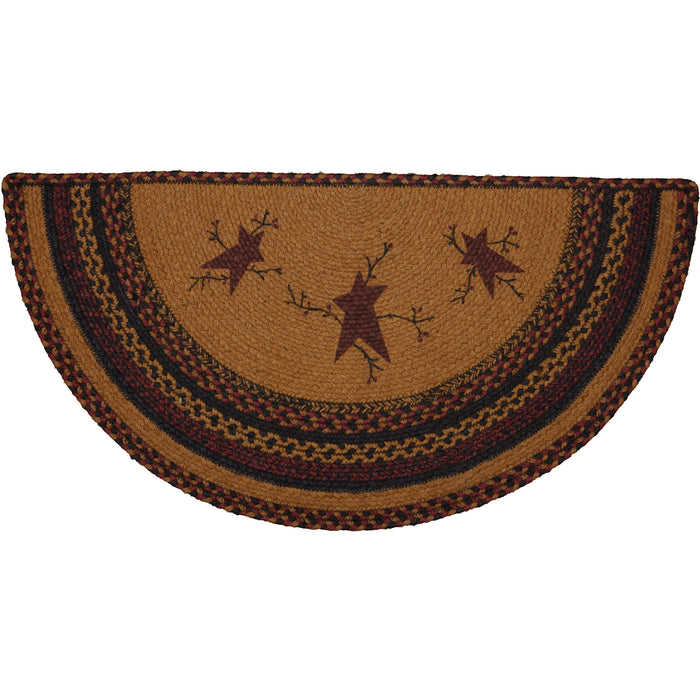 Heritage Farms Star and Pip Jute Rug Half Circle w/ Pad 16.5x33