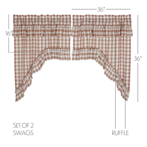 Annie Buffalo Portabella Check Ruffled Swag Set of 2 36x36x16