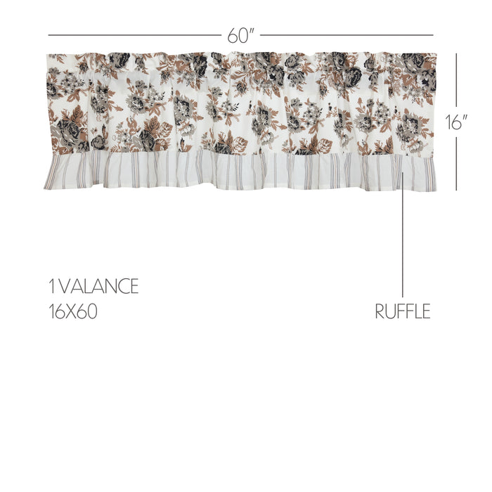 Annie Portabella Floral Ruffled Valance 16x60