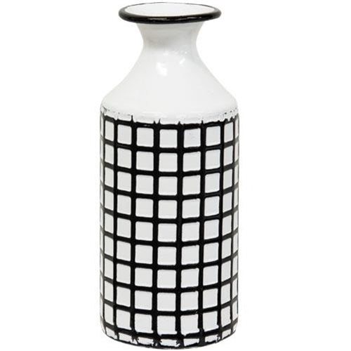 Farmhouse Check Enamel Vase Small