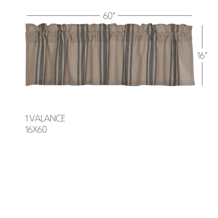 Grain Sack Charcoal Valance 16x60