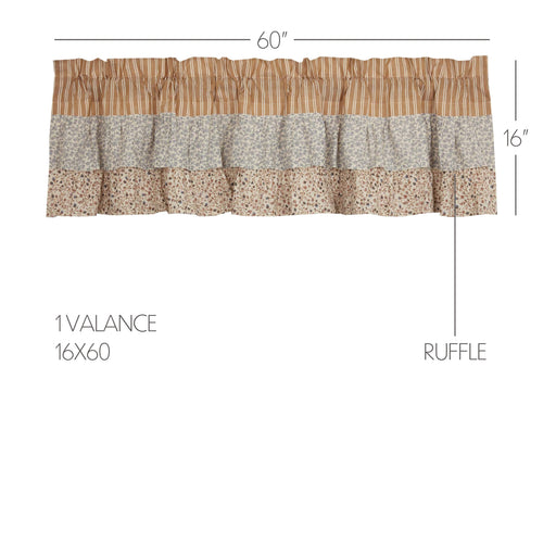 Kaila Ticking Gold Ruffled Valance 16x60