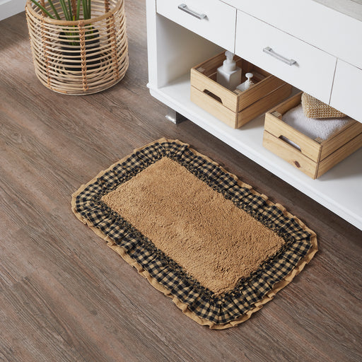 Burlap Natural w/ Black Check Bathmat 20x30