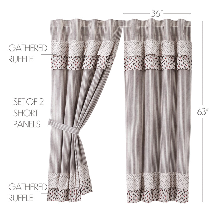 Florette Ruffled Short Panel Set of 2 63x36