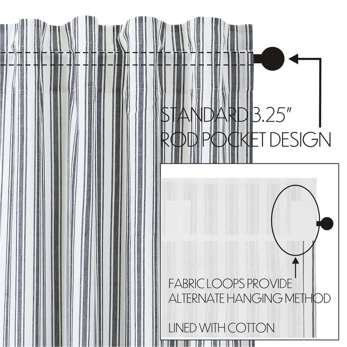 Sawyer Mill Black Ticking Stripe Prairie Swag Set of 2 36x36x18