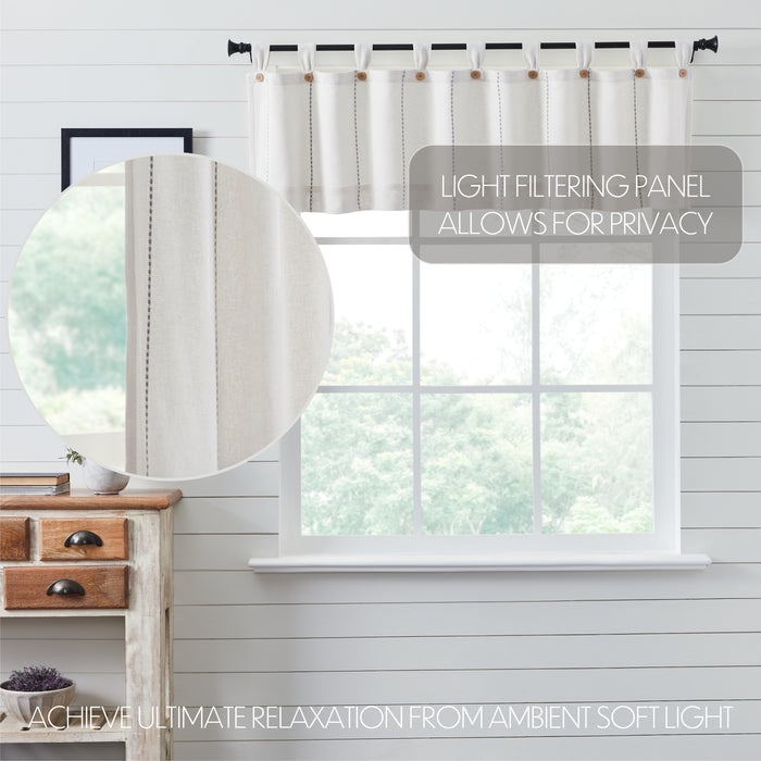 Stitched Burlap White Valance 16x72