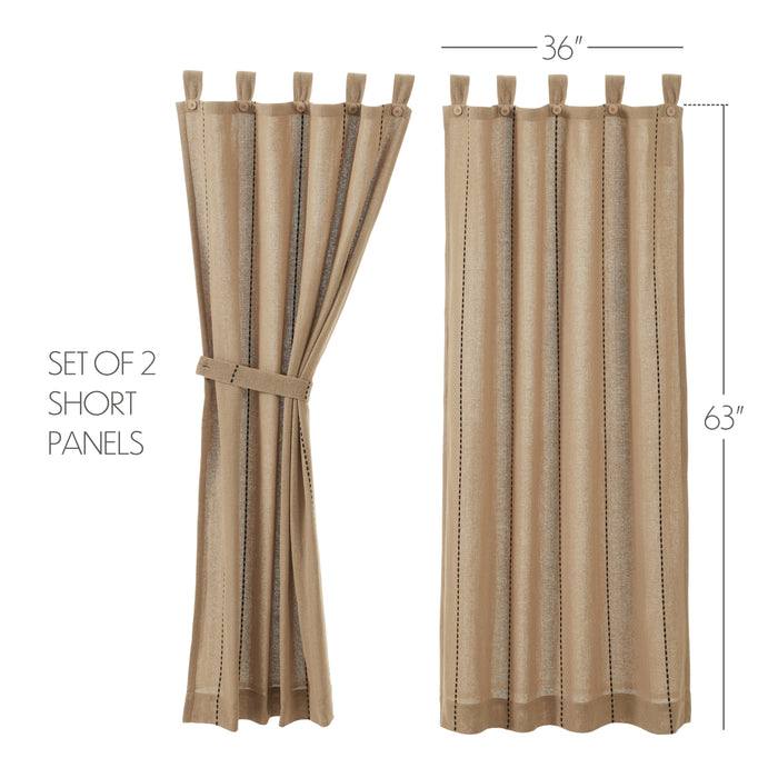 Stitched Burlap Natural Short Panel Set of 2 63x36