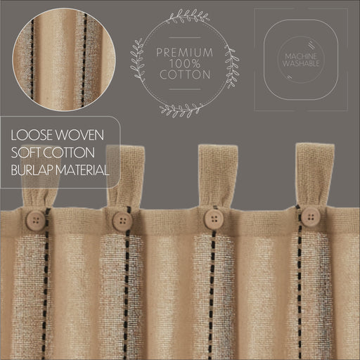 Stitched Burlap Natural Short Panel Set of 2 63x36