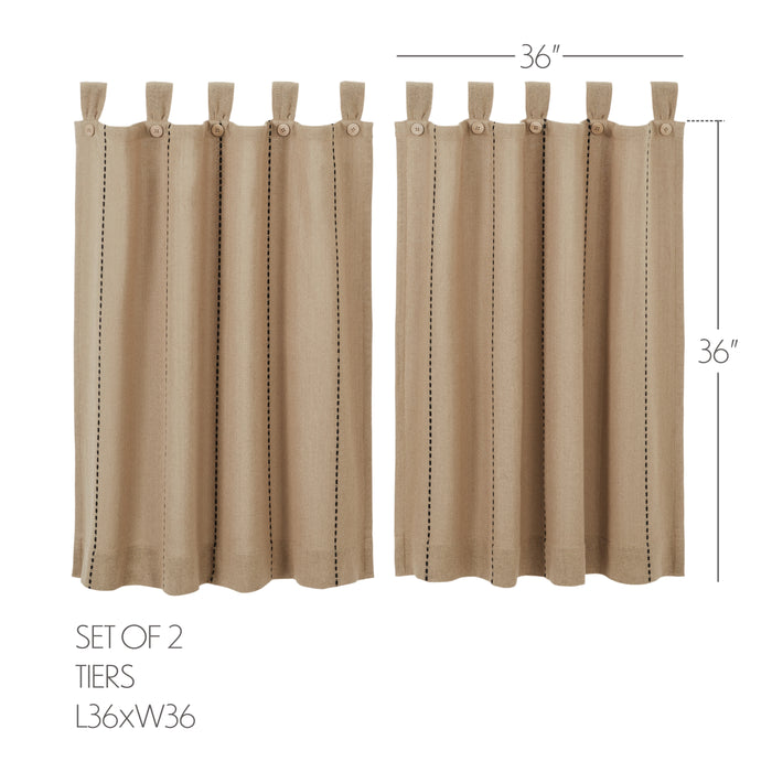 Stitched Burlap Natural Tier Set of 2 L36xW36