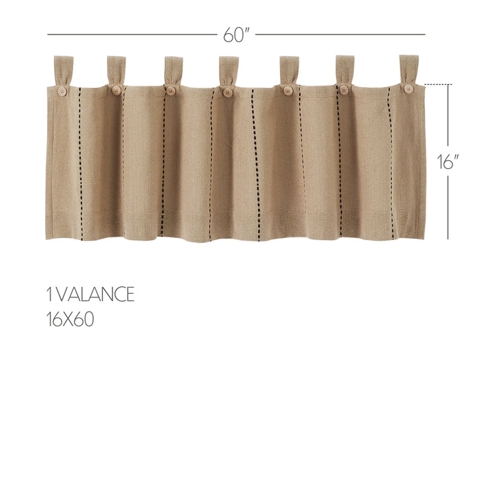 Stitched Burlap Natural Valance 16x60