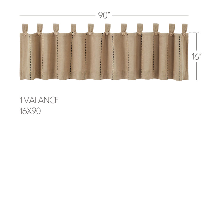 Stitched Burlap Natural Valance 16x90