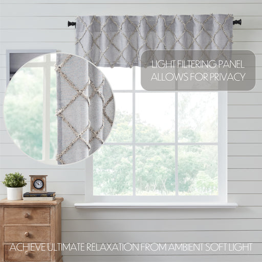 Frayed Lattice Creme & Black Valance 16x72