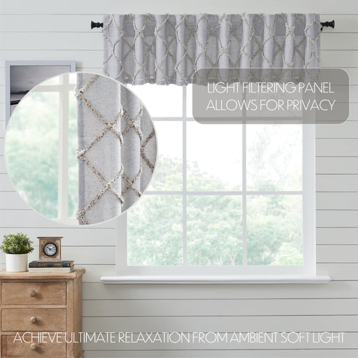 Frayed Lattice Creme & Black Valance 16x90