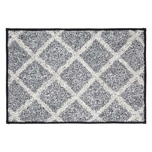 Frayed Lattice Creme & Black Bathmat 20x30