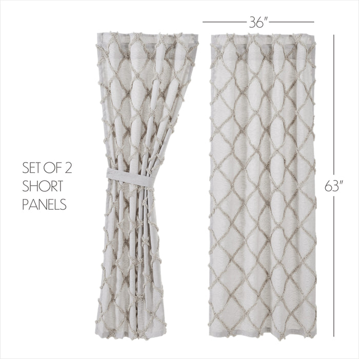 Frayed Lattice Oatmeal Short Panel Set of 2 63x36