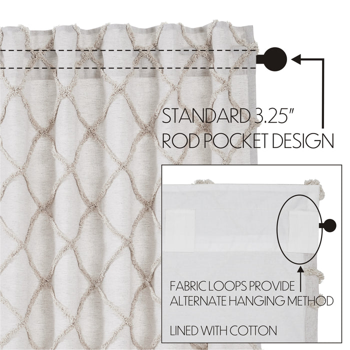 Frayed Lattice Oatmeal Short Panel Set of 2 63x36